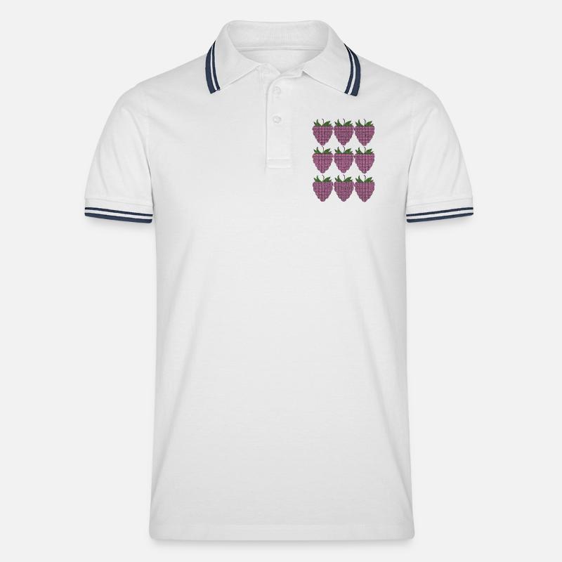 raspberry pattern textile - Men's Tipped Polo Shirt - white/navy