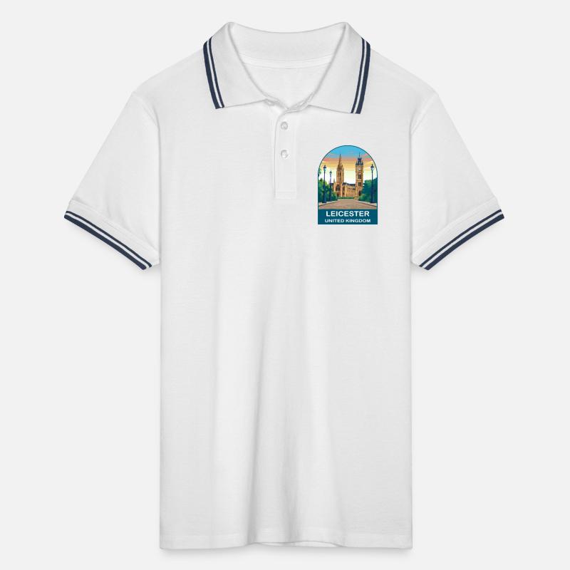 Conception d’affiche de voyage Leicester Skyline UK Polo tipped Homme