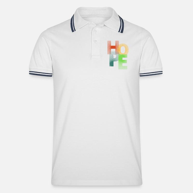Hoffnung in farbigen Strahlen - Männer Tipped Poloshirt - Weiß/Navy
