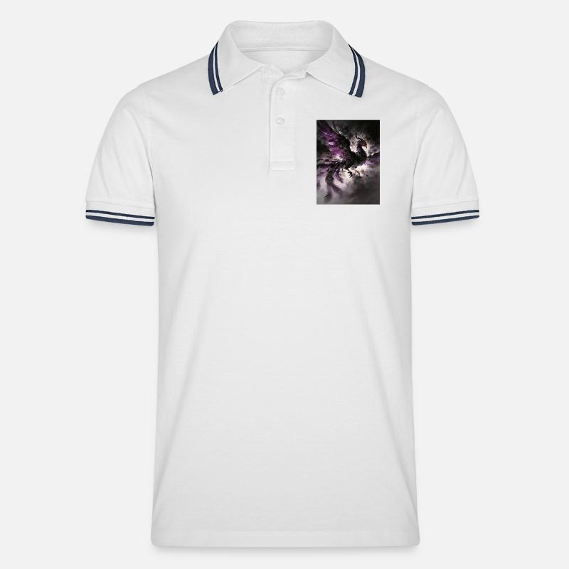 Der dunkle Phönix: Aufstieg der Dunkelheit - Männer Tipped Poloshirt - Weiß/Navy