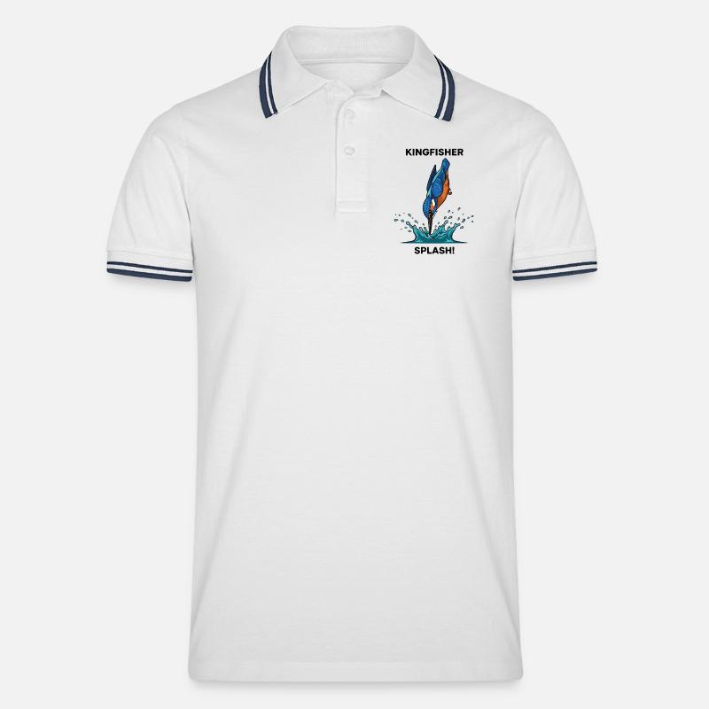Kingfisher Splash Kingfisher River - Men's Tipped Polo Shirt - white/navy