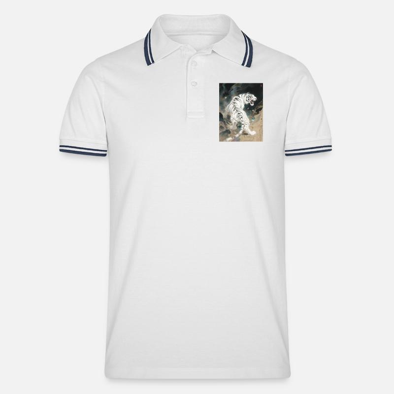 L'Apothéose Céleste : Baihu – Paix Éternelle - Polo tipped Homme - blanc/marine