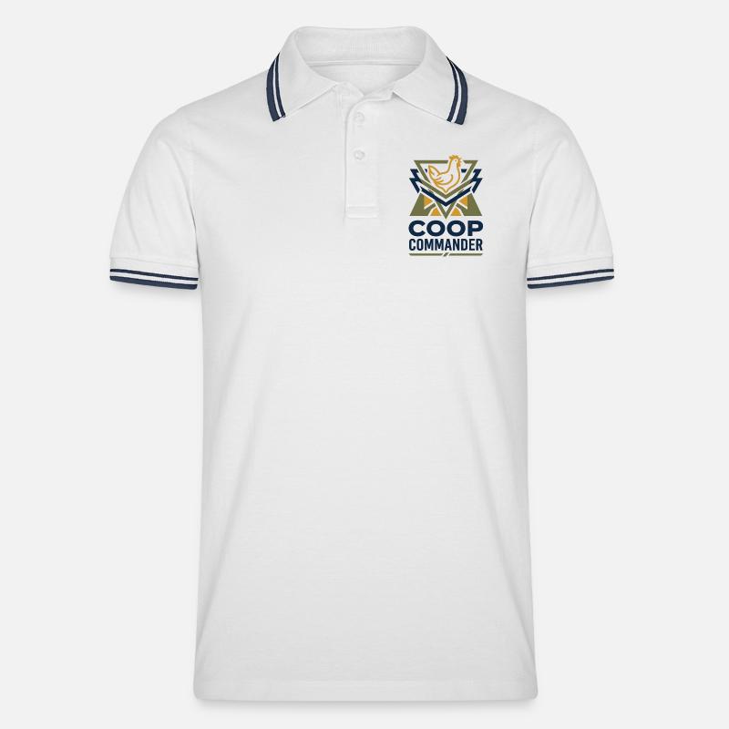 Hühner Checker - Männer Tipped Poloshirt - Weiß/Navy