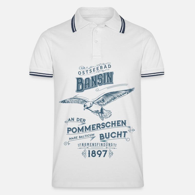 Ostseebad Bansin - Männer Tipped Poloshirt - Weiß/Navy