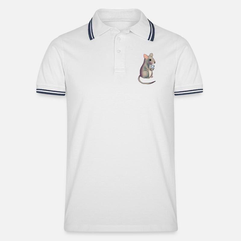 Maus mit Maus - Männer Tipped Poloshirt - Weiß/Navy