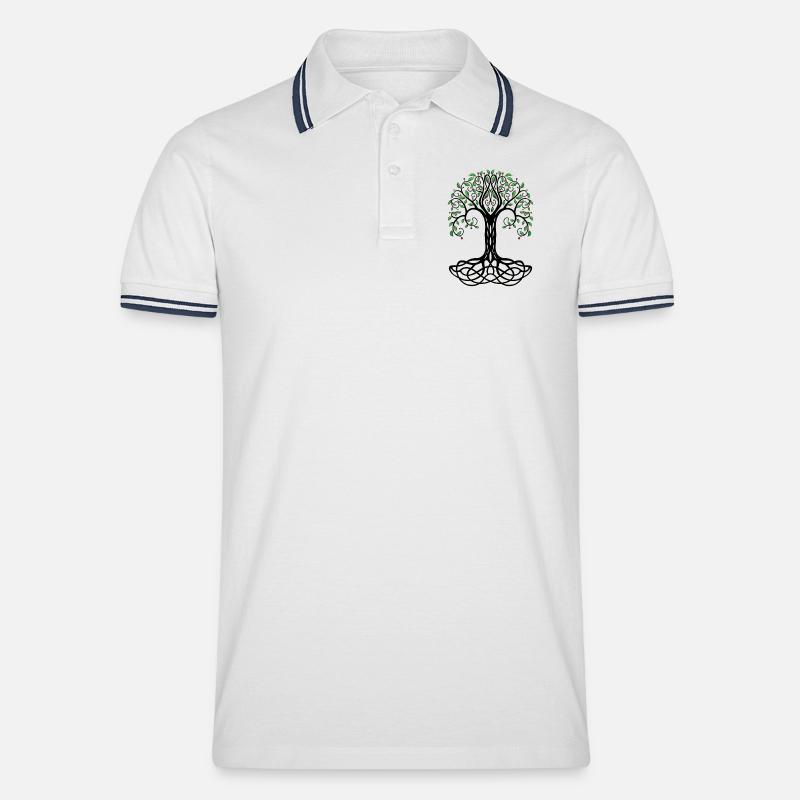 Baum des Lebens - Männer Tipped Poloshirt - Weiß/Navy