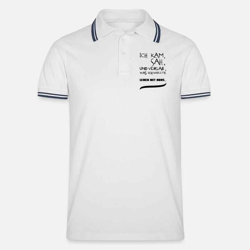 Leben mit ADHS Geschenk - Männer Tipped Poloshirt - Weiß/Navy