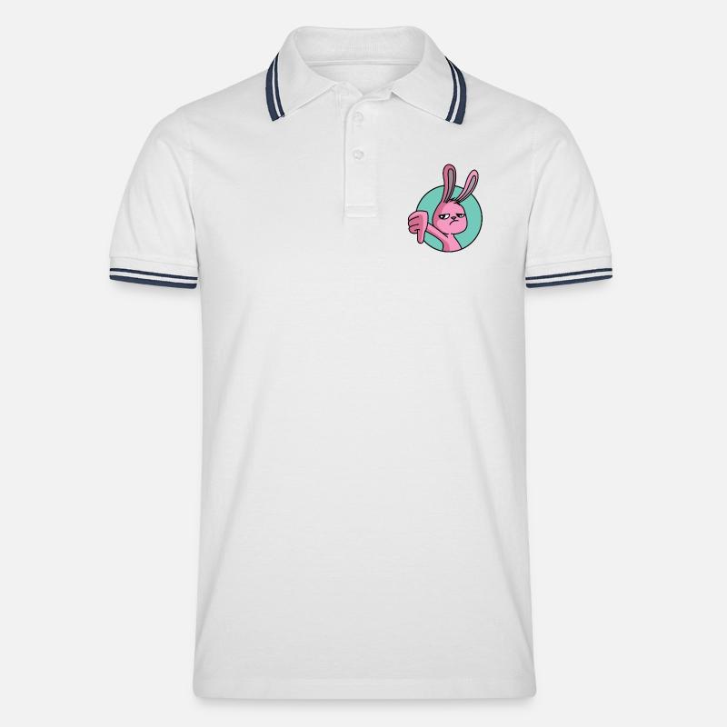 Hase Daumen Runter - Männer Tipped Poloshirt - Weiß/Navy