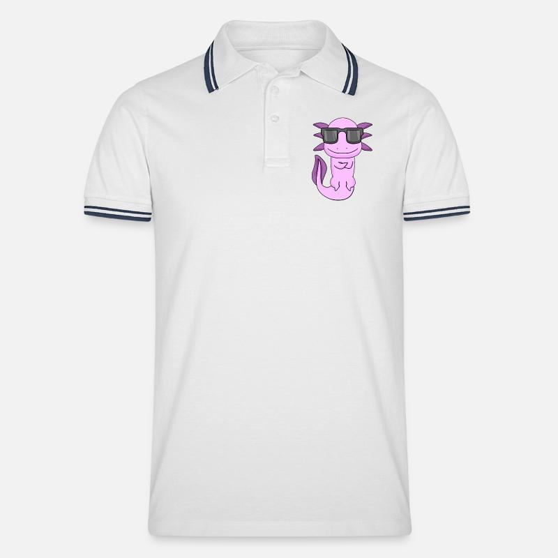 Axolotl mit Sonnenbrille - Männer Tipped Poloshirt - Weiß/Navy