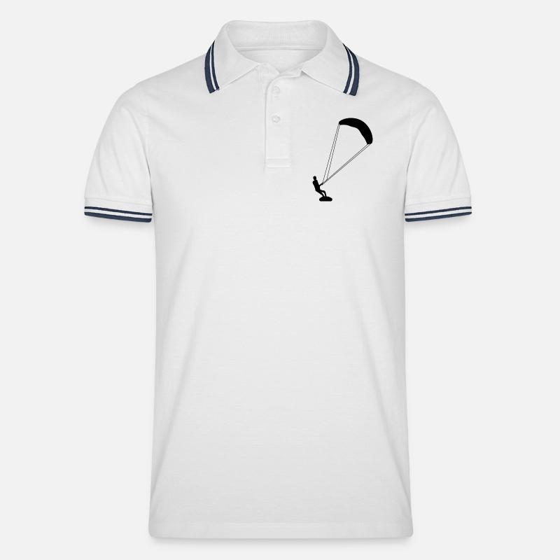 Kitesurf - Kiter - Männer Tipped Poloshirt - Weiß/Navy