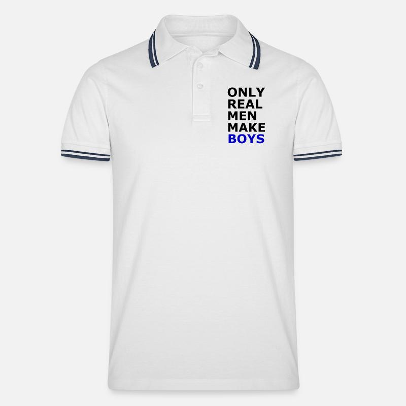 Echte Männer machen Jungs - Männer Tipped Poloshirt - Weiß/Navy