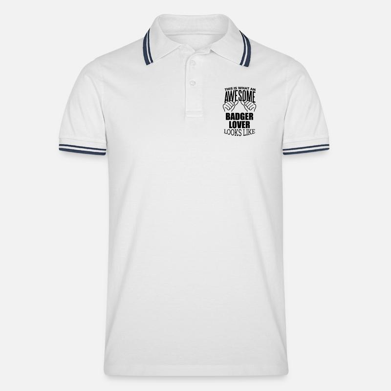 Dachs - Männer Tipped Poloshirt - Weiß/Navy
