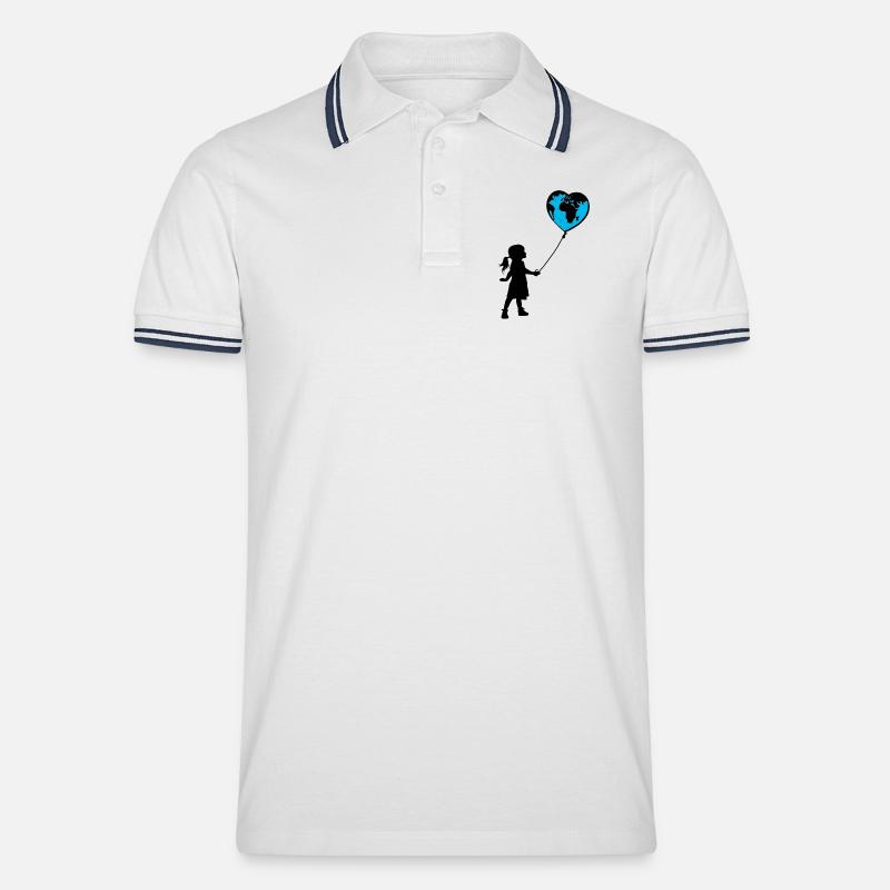 Planet Erde - Männer Tipped Poloshirt - Weiß/Navy