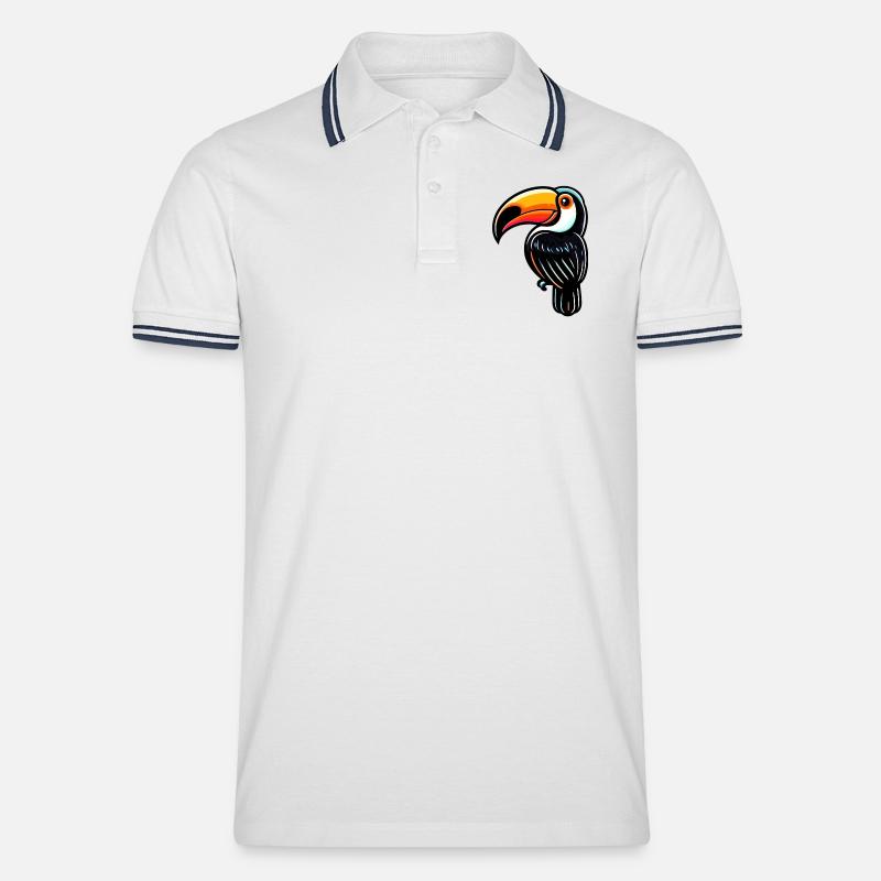 Tukan - Männer Tipped Poloshirt - Weiß/Navy