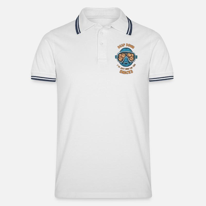 I Dive Deep for Snacks - Männer Tipped Poloshirt - Weiß/Navy