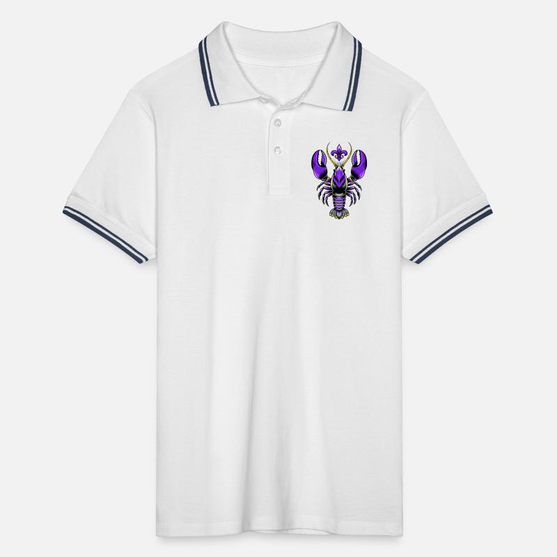 Mardi Gras Languste mit Fleur-de-Lis Design Männer Tipped Poloshirt