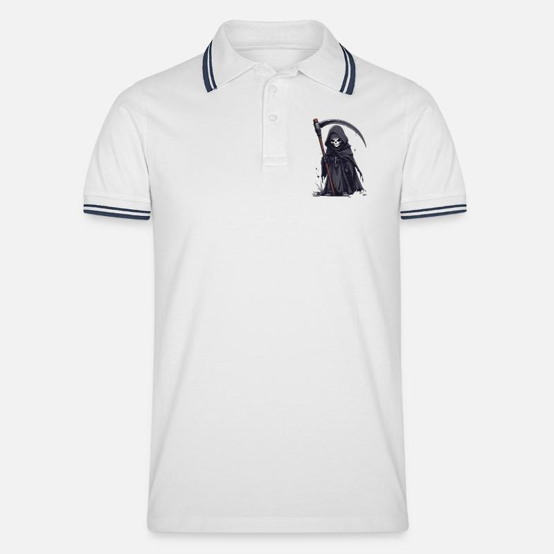Sensenmann im schwarzen Gewand - Männer Tipped Poloshirt - Weiß/Navy