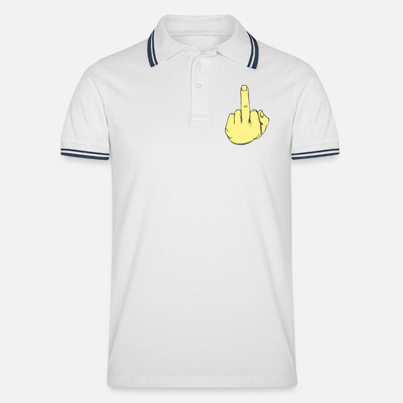 Stinkefinger Illustration - Männer Tipped Poloshirt - Weiß/Navy