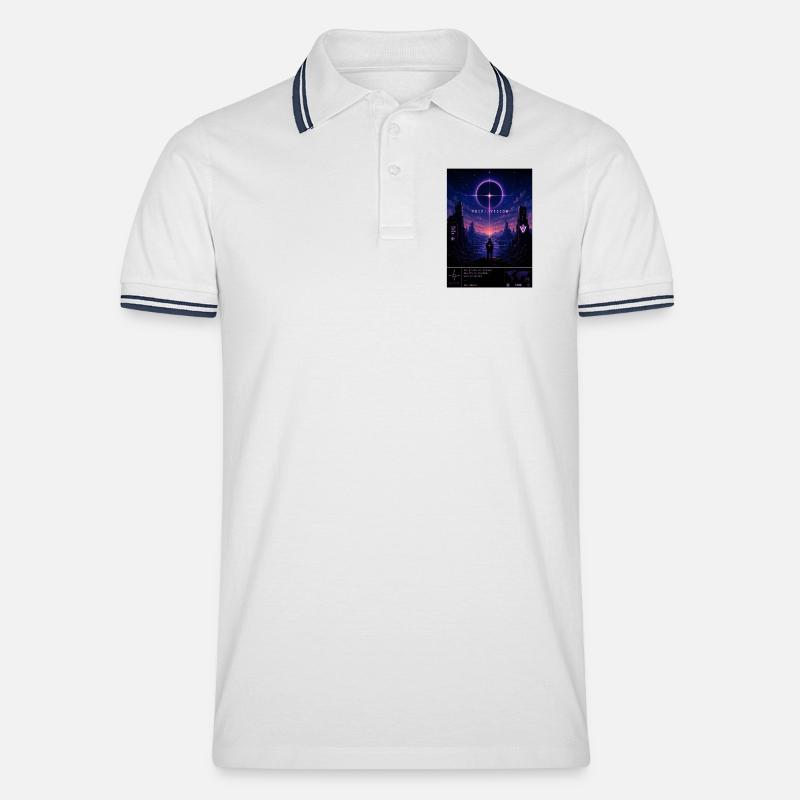 VOID//VISION – Pixel Void Dreams - Männer Tipped Poloshirt - Weiß/Navy