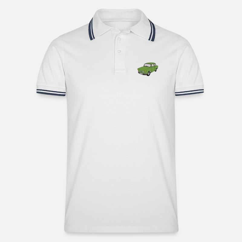 Trabbi DDR - Männer Tipped Poloshirt - Weiß/Navy