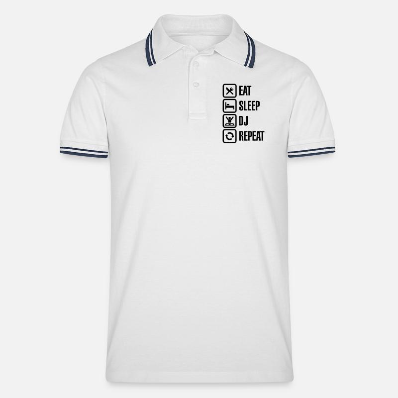 Eat Sleep DJ Repeat - Männer Tipped Poloshirt - Weiß/Navy