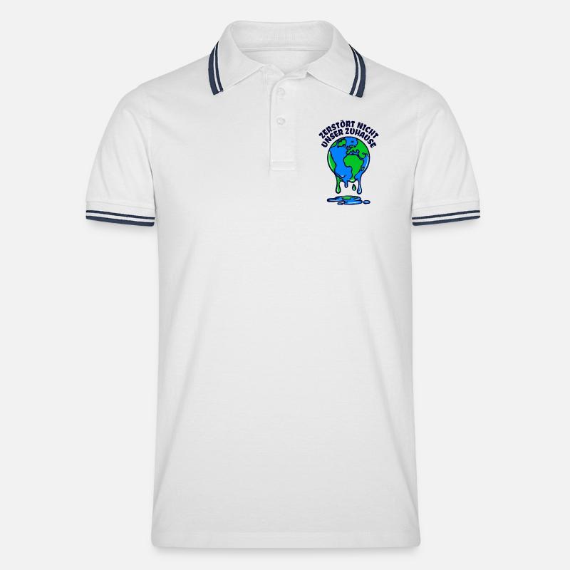 Umwelt Mutter Erde Umweltschutz Statement - Männer Tipped Poloshirt - Weiß/Navy