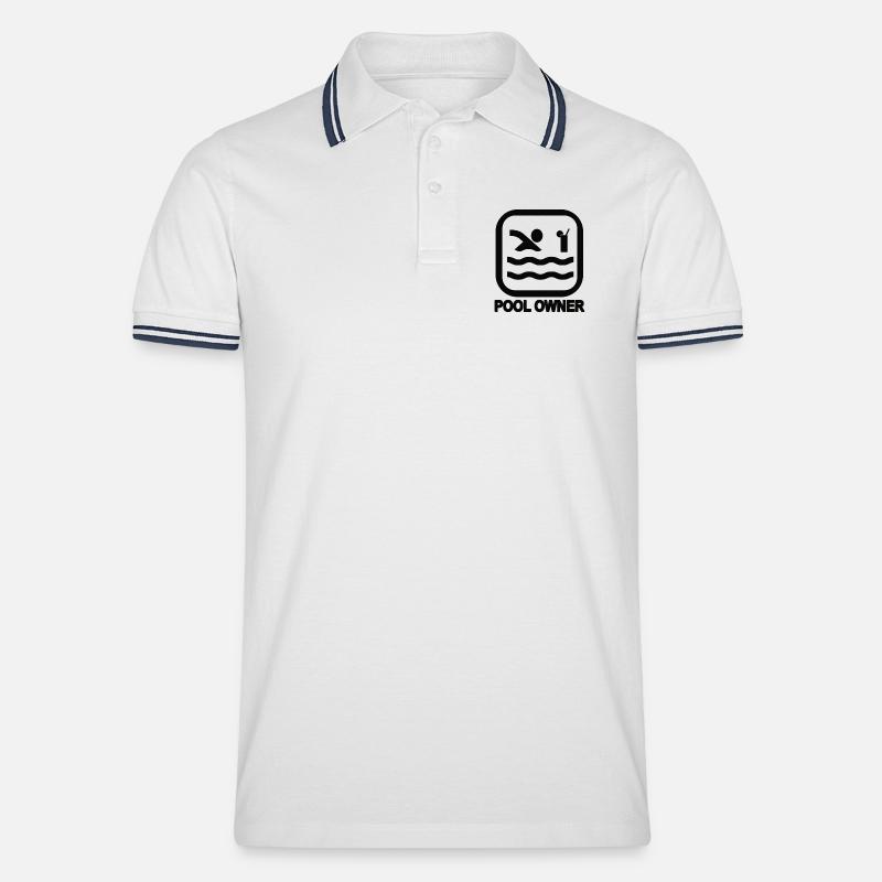 Pool Owner schwarz - Männer Tipped Poloshirt - Weiß/Navy
