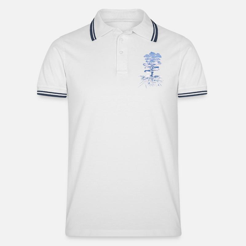 Der Baum - Männer Tipped Poloshirt - Weiß/Navy