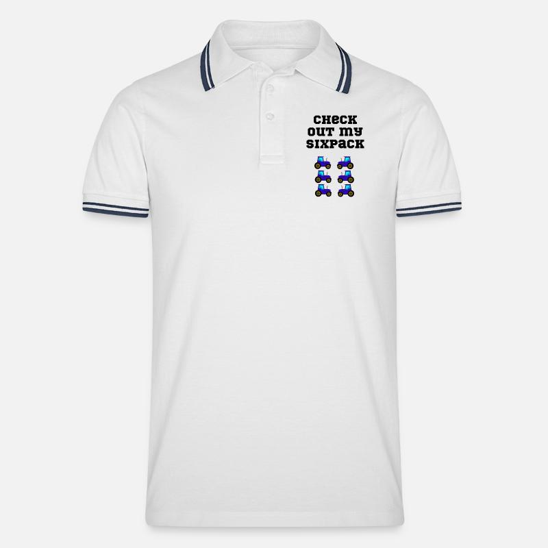traktor trecker sixpack - Männer Tipped Poloshirt - Weiß/Navy