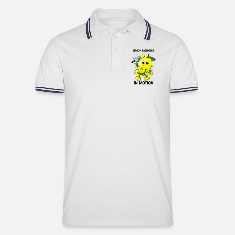 Pfeifende Zitrone - Männer Tipped Poloshirt - Weiß/Navy