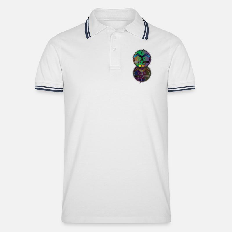 Chromatic Crack Duo - Männer Tipped Poloshirt - Weiß/Navy