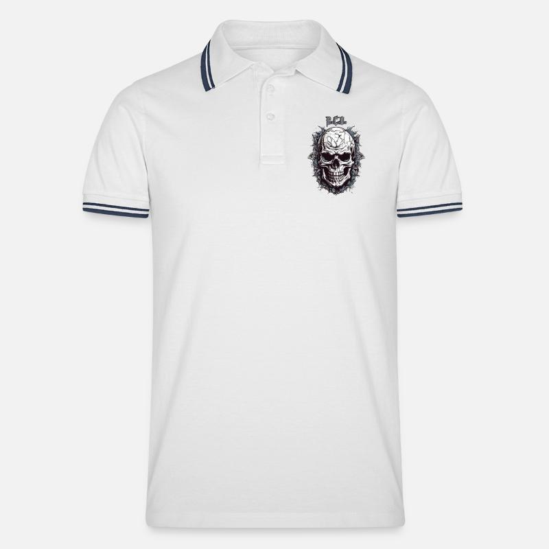 Totenkopf B.C.O - Männer Tipped Poloshirt - Weiß/Navy