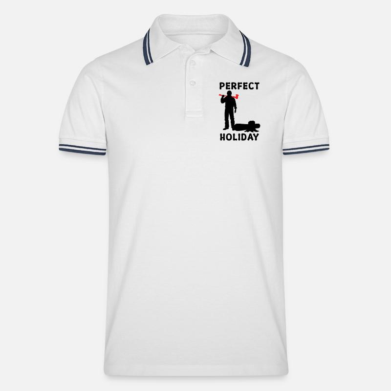 Holzarbeit Axt Holzfäller Baumfäller Statement - Männer Tipped Poloshirt - Weiß/Navy