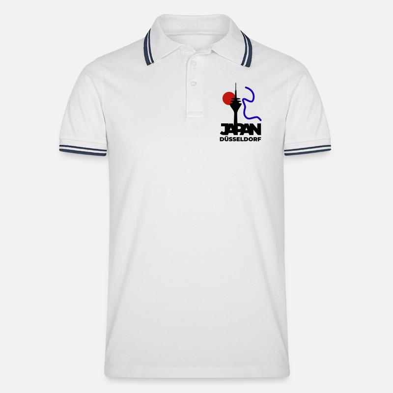 Japan goes Düsseldorf - Männer Tipped Poloshirt - Weiß/Navy