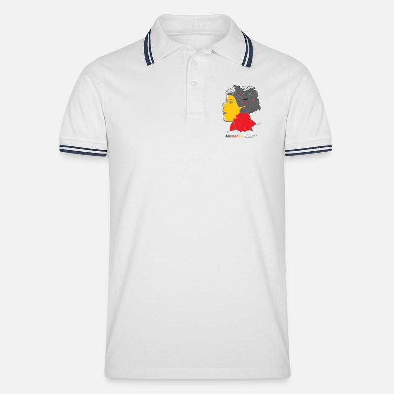 Deutsche Sprachvielfalt Design - Männer Tipped Poloshirt - Weiß/Navy
