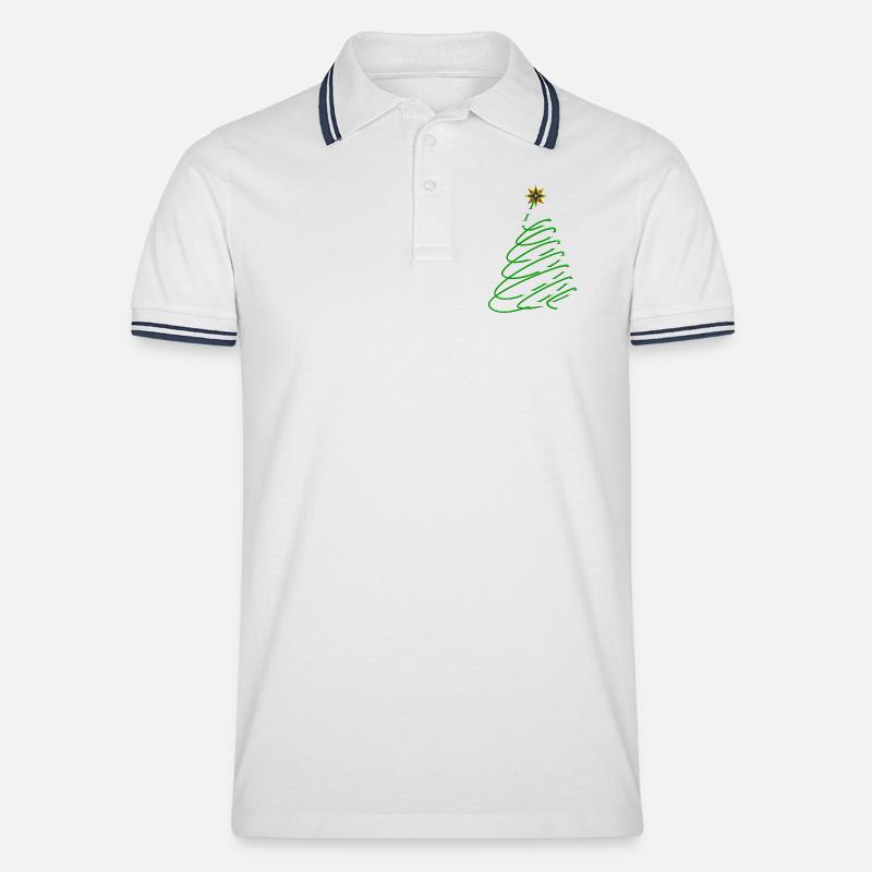 Weihnachtsbaum Spirale mit Stern - Männer Tipped Poloshirt - Weiß/Navy