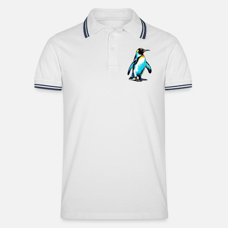 Pinguin - Männer Tipped Poloshirt - Weiß/Navy