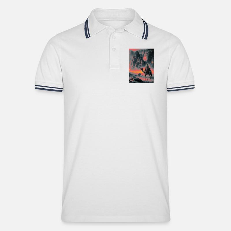 Wadi Rum Wüste - Männer Tipped Poloshirt - Weiß/Navy