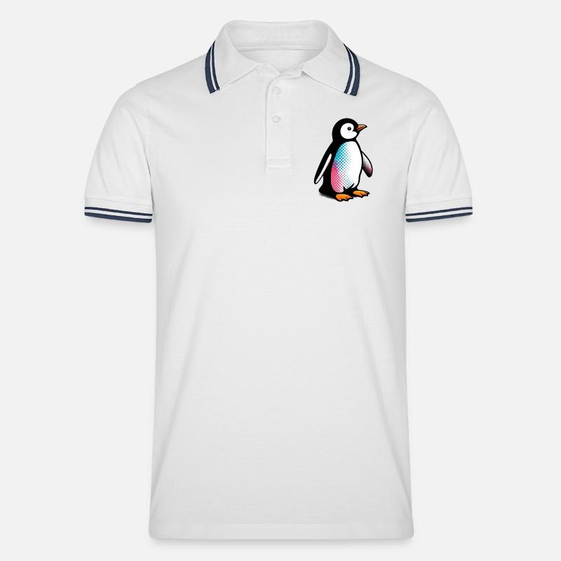 Pinguin - Männer Tipped Poloshirt - Weiß/Navy