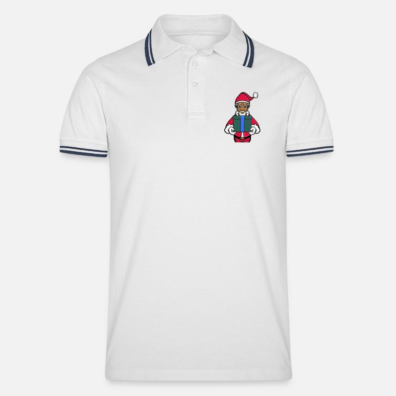 Ein Geschenk vom Weihnachtsmann - Männer Tipped Poloshirt - Weiß/Navy