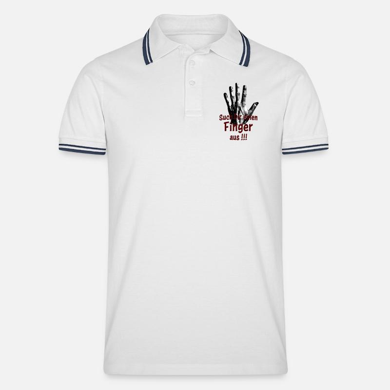 Such Dir einen Finger aus!!! - Männer Tipped Poloshirt - Weiß/Navy
