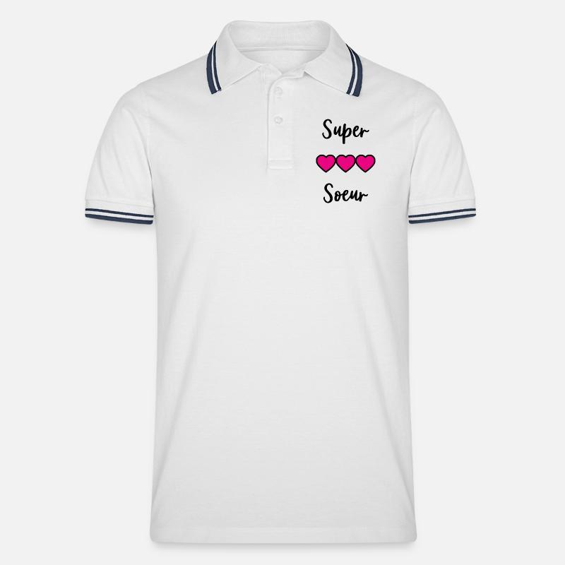 SCHWESTER. BESTE GROSSE SCHWESTER. SCHWESTER. BRUDER - Männer Tipped Poloshirt - Weiß/Navy