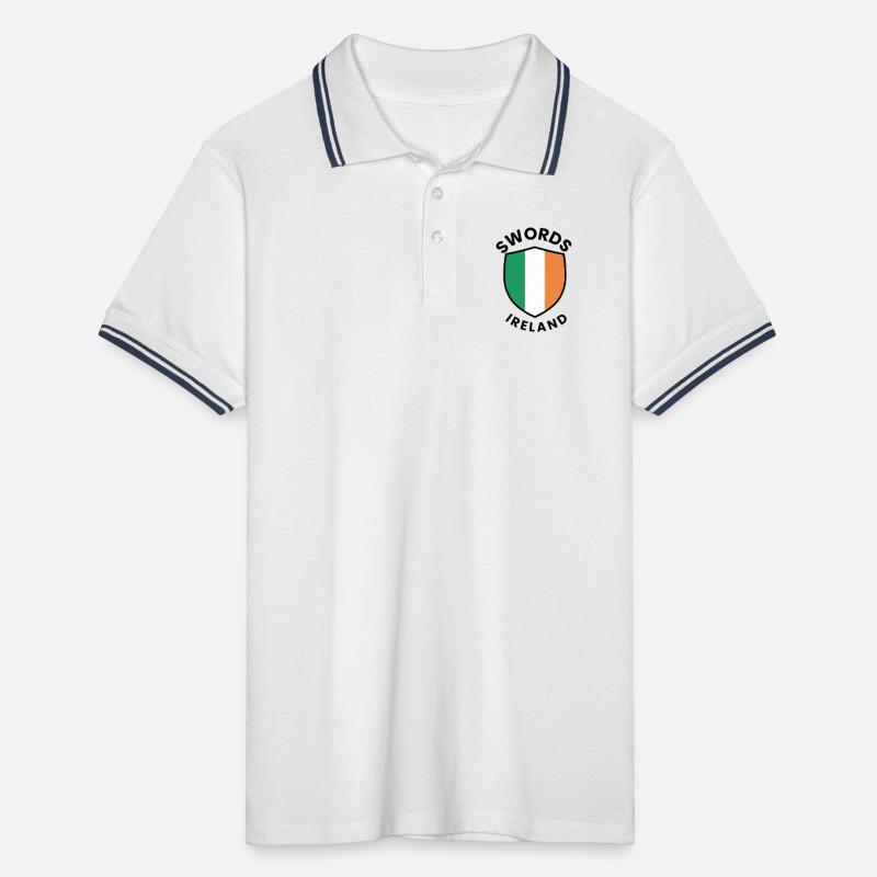 Irish Shield with Swords Men's Tipped Polo Shirt