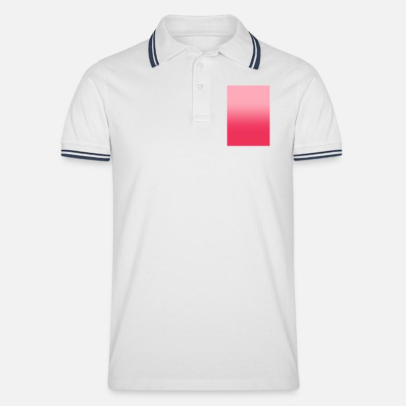Gradient - rosa rot personalisierbar - Männer Tipped Poloshirt - Weiß/Navy