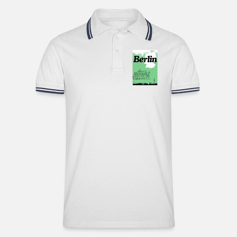Berlin  - Männer Tipped Poloshirt - Weiß/Navy