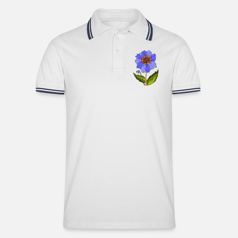 Blume - Männer Tipped Poloshirt - Weiß/Navy