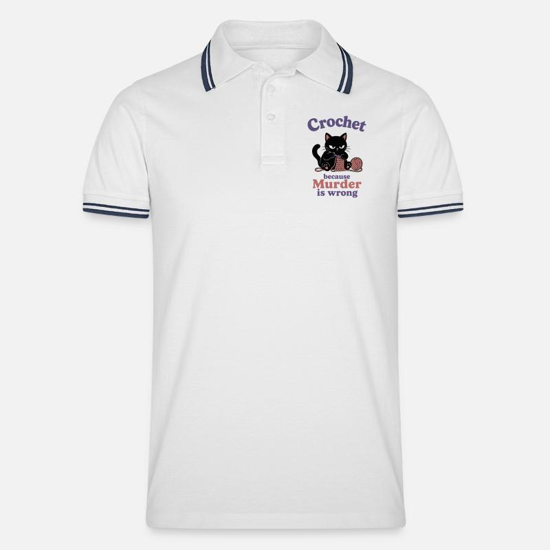 Crochet Because Murder Is Wrong - Männer Tipped Poloshirt - Weiß/Navy