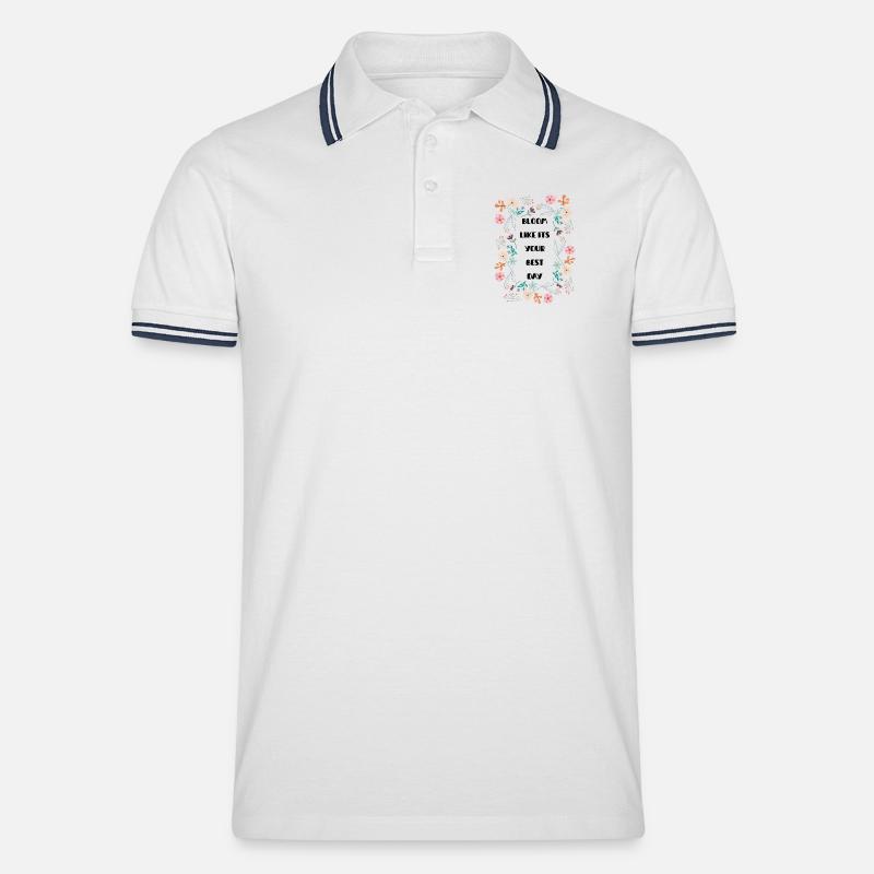 Pastellblumenkranz - Männer Tipped Poloshirt - Weiß/Navy
