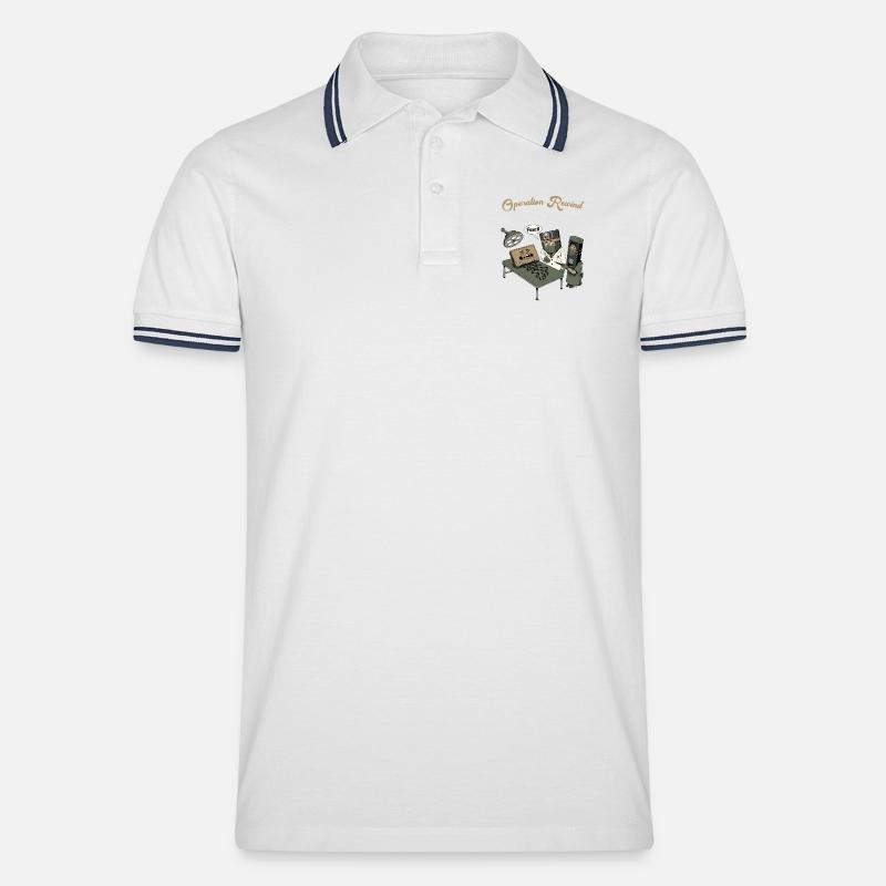 Operation Rewind: Retro MedTech - Männer Tipped Poloshirt - Weiß/Navy