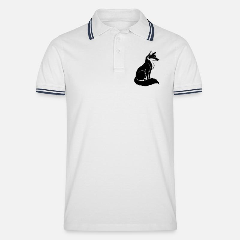 Fuchs - Männer Tipped Poloshirt - Weiß/Navy